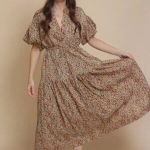 Listicle Green Floral Maxi Dress